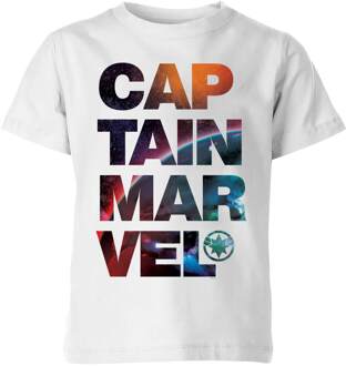 Captain Marvel Space Text kinder t-shirt - Wit - 98/104 (3-4 jaar) - XS