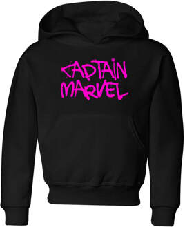 Captain Marvel Spray Text kinder hoodie - Zwart - 134/140 (9-10 jaar) - L