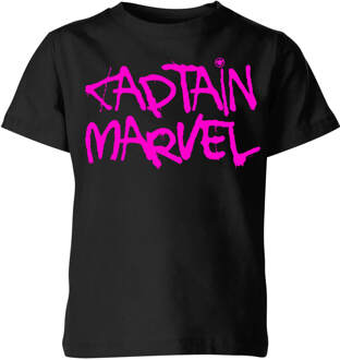 Captain Marvel Spray Text kinder t-shirt - Zwart - 98/104 (3-4 jaar) - Zwart - XS