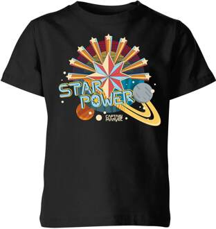 Captain Marvel Star Power kinder t-shirt - Zwart - 110/116 (5-6 jaar) - Zwart