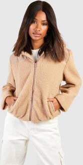 Capuchon Teddy Nepbont Jas, Beige - 42