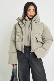 Capuchon Textured Puffer Jacket, Sage - 42