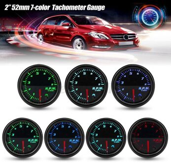 Car Auto 12V 52Mm/2Inch 7 Kleuren Universal Car Auto Toerenteller Gauge Meter Led Met Sensor