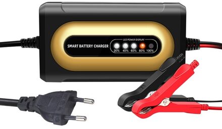 Car Battery Charger 12V 8A Automatische Smart Draagbare Batterij Oplader Lcd Power Display Reparatie Oplader Voor Auto zwart