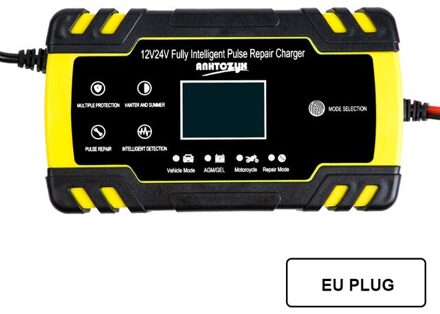 Car Battery Charger Auto 12/24V 8A Smart Full Automatische Zachte Starter Zuur Batterij Opladers Digitale Lcd Display start-Up Voor Auto 12V 8A 24V 4A EU
