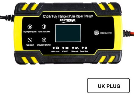 Car Battery Charger Auto 12/24V 8A Smart Full Automatische Zachte Starter Zuur Batterij Opladers Digitale Lcd Display start-Up Voor Auto 12V 8A 24V 4A UK