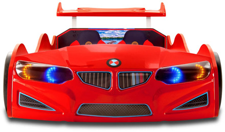 Car bed for kids - Racing kids bed with 4 Functional real car sounds, headlights, remote and leds on wheels