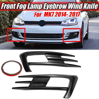 Car Carbon Fiber Front Fog Lamp Eyebrow Wind Knife Cover Trim for Golf MK7 2014 2015 2016 2017
