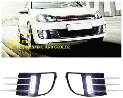 Car DRL LED Daytime Running Lights Fog Lamps Bezel Insert Grill Cover for Golf MK6 VI 10-14