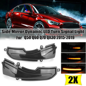 Car Dynamic LED Turn Signal Light Rearview Mirror Light Indicator Blinker for Infiniti Q50 Q60 Q70 QX30 15-19