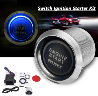 Car Engine Push One Start Stop Switch Ignition Starter Kit Keyless Entry Starter Blue LED ON-OFF Motor Styling Accessories
