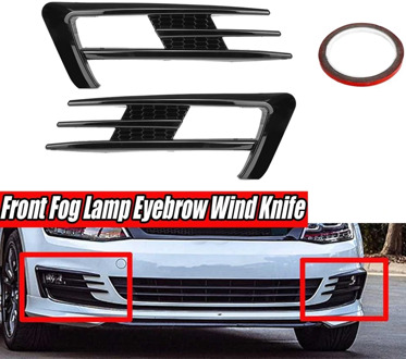 Car Glossy Black Front Fog Lamp Eyebrow Wind Knife Cover Trim for Golf MK7 2014 2015 2016 2017