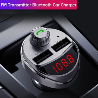 Car Kit Fm-zender Bluetooth Car Charger Audio Tf Card Dual Usb Autoradio Auto Telefoon Snellader 3.4A Voor Oppo x2 Pro zilver