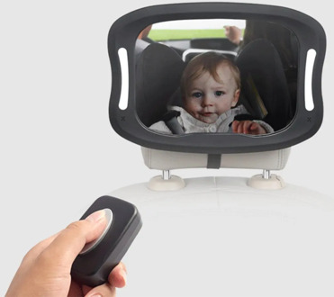 Car Seat Rearview Mirror Baby Viewing Mirror Remote LED Lights Rearview Mirror Acrylic ABS 360 Degree Rotation
