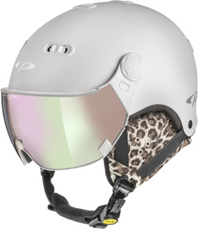 Carachillo Leo Ears Skihelm met Vizier wit | Extra veilig! | Meekleurend vizier - 53 - 55 cm [S]