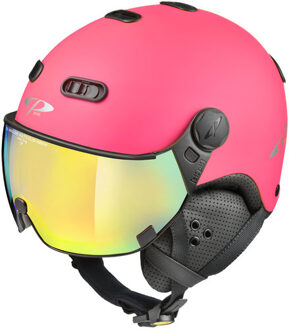 Carachillo roze fluo mat skihelm - meekleurend Vizier (4 Keuzes)
