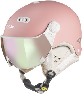 Carachillo Skihelm met Vizier roze | Extra veilig! | Meekleurend & Polariserend vizier - 53 - 55 cm [S]