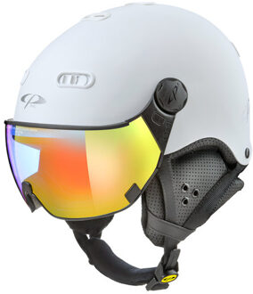 Carachillo wit mat skihelm - meekleurend Vizier (4 Keuzes)