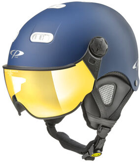 Carachillo XS skihelm blauw mat - helm met spiegel vizier (☁/☀)