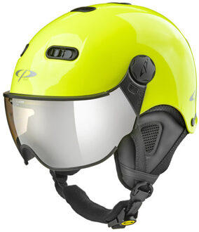 Carachillo XS skihelm fluo geel glimmend - helm met spiegel vizier (☁/❄/☀)