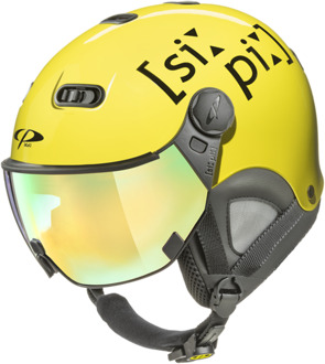 Carachillo XS skihelm fluo geel glimmend - helm met spiegel vizier (☁/❄/☀)