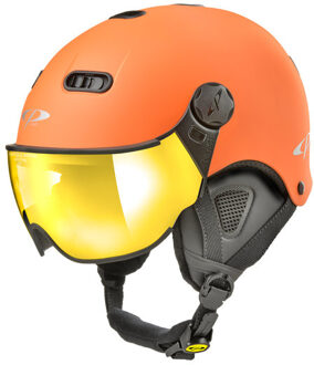Carachillo XS skihelm oranje mat - helm met spiegel vizier (☁/☀)