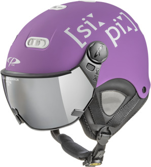 Carachillo XS skihelm paars satijn - helm met spiegel vizier (☁/☀)