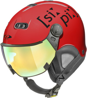 Carachillo XS skihelm rood glimmend - helm met spiegel vizier (☁/❄/☀)
