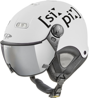 Carachillo XS skihelm wit satijn - helm met spiegel vizier (☁/☀)