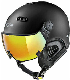 Carachillo zwart mat skihelm - meekleurend Vizier (4 Keuzes) - 53 - 55 cm [S]