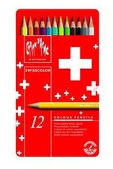 Caran d'ache Kleurpotloden Caran dAche Swisscolor aquarel 12stuks ass.