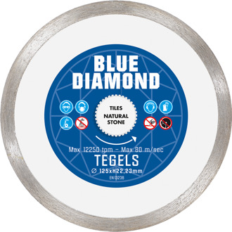 Carat CSMS1253BD Blue Diamond Diamantzaagblad voor droogzagen - 125x22,23mm - Tegels/Natuursteen - CSMS1253BD