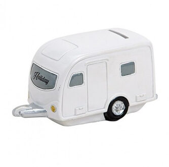 Caravan vakantiegeld spaarpot 15 cm - Spaarpotten Wit