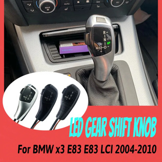 Carbon Fiber Black Silver F30 Style PU Leather For BMW x3 E83 E83 LCI 2004-2010 Accessories LED Gear Shift Knob