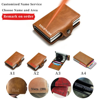 Carbon Fiber Credit Card Holder Men's Double Card Holder Protective Case Name Engraved Wallet Metal Business Simple Wallet