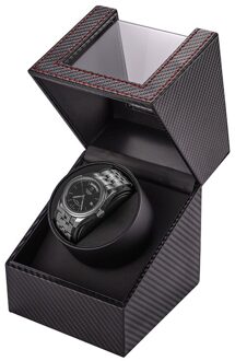 Carbon Fiber Horloge Shaker Mini Enkele Elektrische Horloge Doos Self Winding Horloge Ontvanger Display Horloge Winder Box Eu/us/Uk/Au koolstofvezel pu