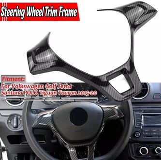 Carbon Fiber Look Auto Stuurwiel Trim Frame Cover Decoratie Sticker Voor Golf Jetta MK7 MK6