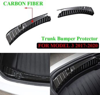 Carbon Fiber Rear Trunk Bumper Protector Guard Rvs Trunk Inner Cover Trim Voor Tesla Model 3