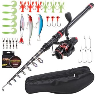 Carbon Fiber Telescopic Fishing Rod with 31 Accessories Fishing Tool Set