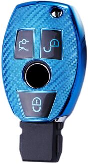 Carbon Fiber Tpu Autosleutel Cover Case Tas Skin Beschermende Shell Houder Voor Mercedes Benz R G Klasse glk Gla W204 W251 W463 W176 Blauw