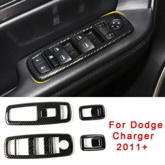 Carbon Fiber Zwart Venster Lift Schakelaar Panel Cover Versieringen Bezels Voor Dodge Charger