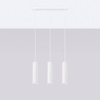 Carbon hanglamp, wit, lengte 45 cm, aluminium, 3-lamps.