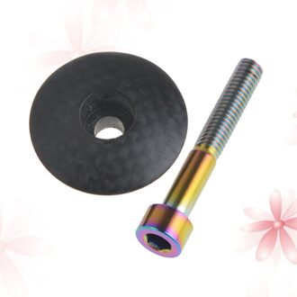 Carbon Kom Cover Titanium Legering Vork Handvat Stem Cover Mountain Road Fixed Gear Bike Rook Zilver Met Schroef