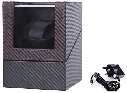 Carbon Motor Shaker Horloge Winder Houder Display Automatische Mechanische Horloge Kronkelende Doos Sieraden Automatische Horloge Eu/Us/Uk/Au UK plug koolstof zwart