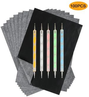 Carbon Papier, Zwart Graphite Transfer Tracing Papier Canvas 100 Sheetswith 5Pcs Embossing Stylussen Stylus Carbon Transfer Papier