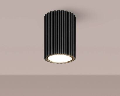Carbon plafondlamp, zwart, hoogte 10 cm, aluminium