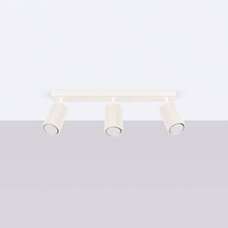 Carbon plafondspot, beige, lengte 45 cm, aluminium, 3-lamps.
