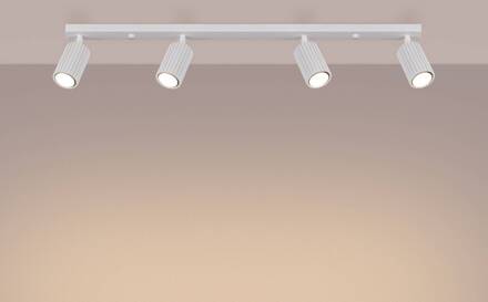 Carbon plafondspot, wit, lengte 81 cm, aluminium, 4-lamps.