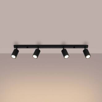 Carbon plafondspot, zwart, lengte 81 cm, aluminium, 4-lamps.