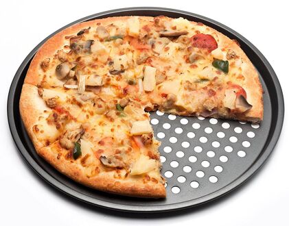 Carbon Staal Anti-aanbak Pizza Bakken Pan Tray 32 Cm Pizza Plaat Gerechten Houder Bakvormen Thuis Keuken Bakken Tools accessoires